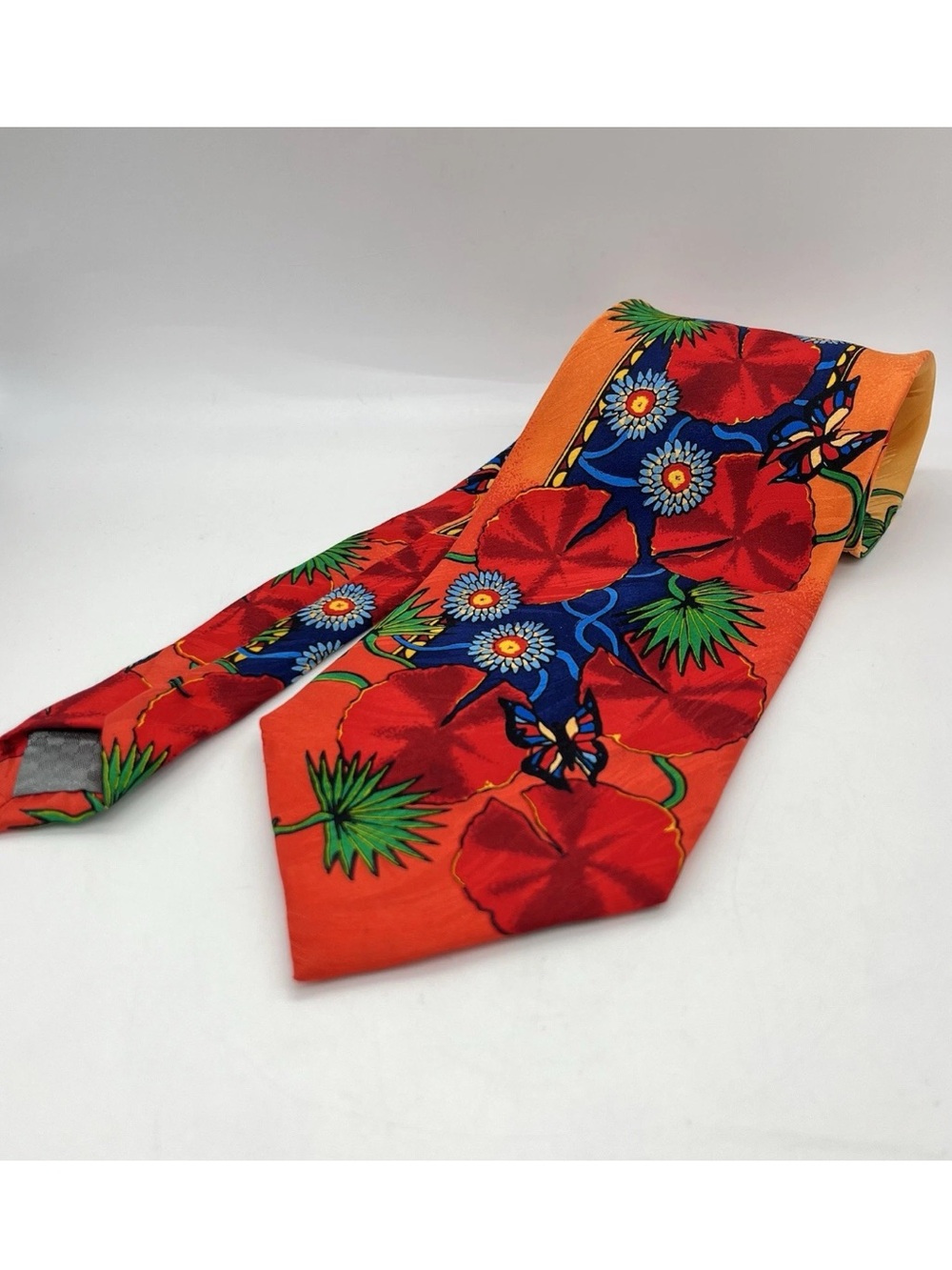 Rush Limbaugh vintage 90’s silk necktie belt scarf vibrant lilly pad floral